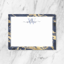 Monogram Blue Marble Gold Foil Grafisch