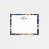 Monogram Blue Marble Gold Foil Grafisch Post-it® Notes (Voorkant)