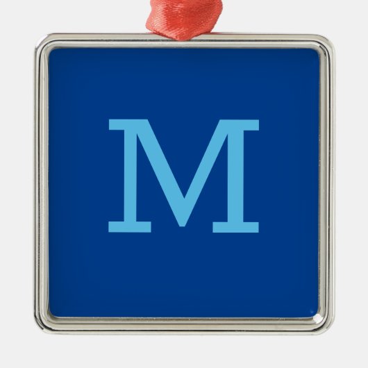 Monogram Blue Modern voeg Jouw naam Initiaal toe Metalen Ornament (Voorkant)