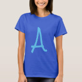 Monogram Blue Modern voeg Jouw naam Initiaal toe T-shirt (Voorkant)