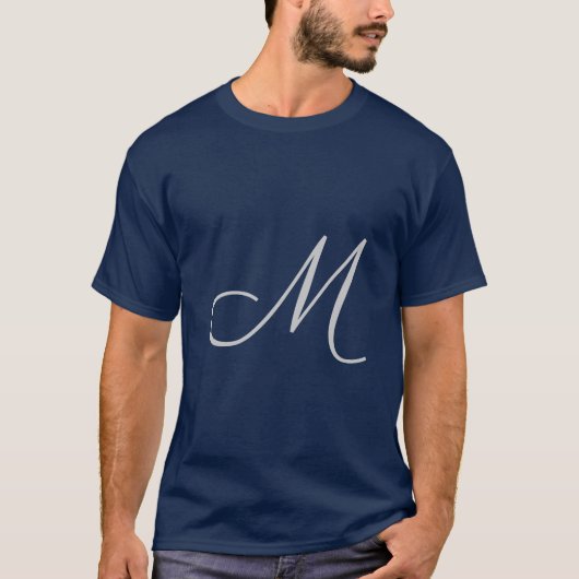 Monogram Blue Modern voeg Jouw naam Initiaal toe T-shirt (Voorkant)