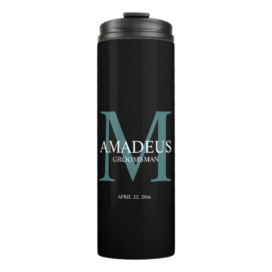Monogram Blue Named thermal tumbler Thermosbeker (Voorkant)