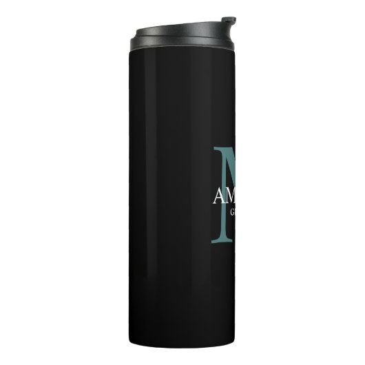 Monogram Blue Named thermal tumbler Thermosbeker (Gedraaid links)