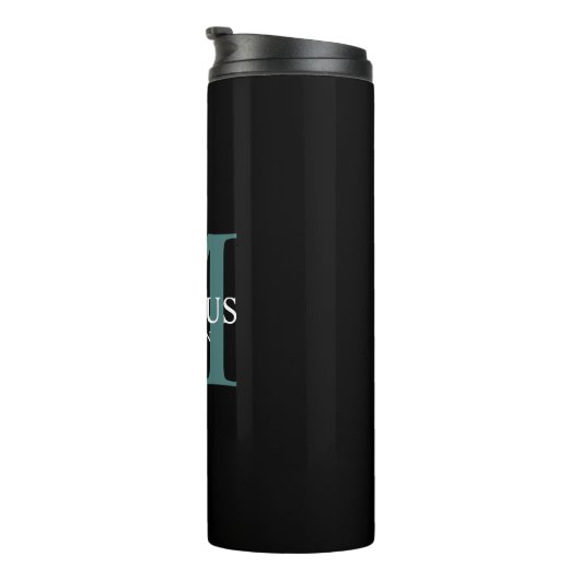 Monogram Blue Named thermal tumbler Thermosbeker (Geroteerd rechts)