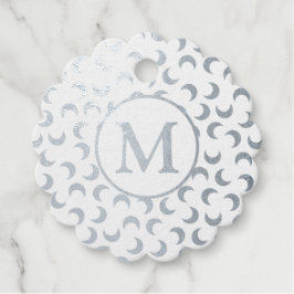 Monogram Blue New Moon Pattern Bedankjes Labels