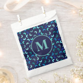 Monogram Blue New Moon Pattern Bedankzakje (Geknipt)