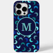 Monogram Blue New Moon Pattern Case-Mate iPhone Case (Achterkant)