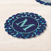 Monogram Blue New Moon Pattern Kartonnen Onderzetters (Gekanteld)