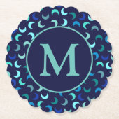 Monogram Blue New Moon Pattern Kartonnen Onderzetters (Voorkant)