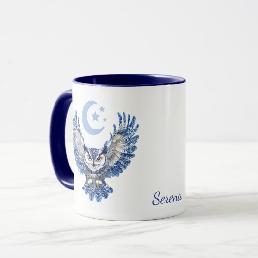 Monogram Blue Night Owl and Moon Mok (Voorkant links)