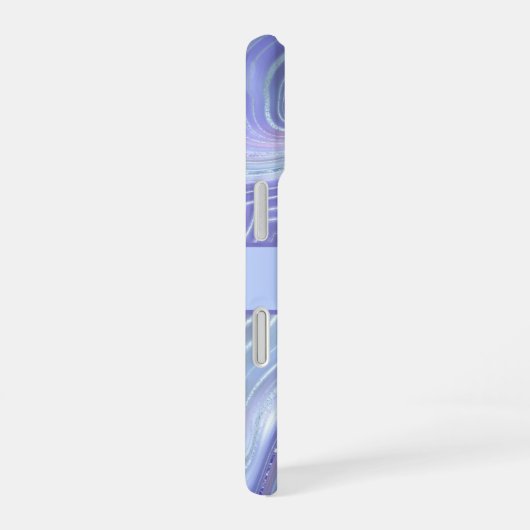 Monogram Blue Paars Silver Glitter Agate Marble iPhone 16 Hoesje (Rechterkant)