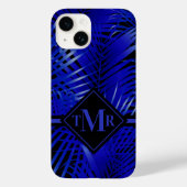 Monogram Blue Palm Case-Mate iPhone Case (Achterkant)