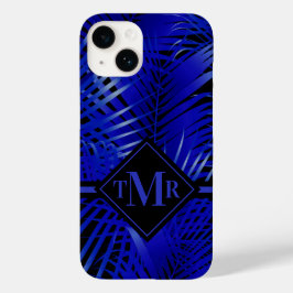 Monogram Blue Palm Case-Mate iPhone 14 Hoesje