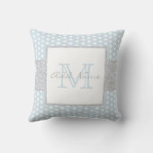 Monogram Blue Polka Dot Baby Boy Nursery Kussen (Achterkant)