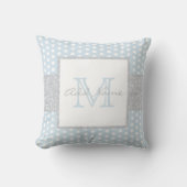 Monogram Blue Polka Dot Baby Boy Nursery Kussen (Voorkant)