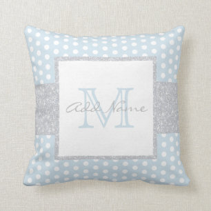 Monogram Blue Polka Dot Baby Boy Nursery Kussen