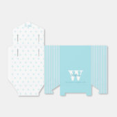 Monogram Blue Polka Dots Stripes Favor Box Bedankdoosjes (Uitgevouwen)