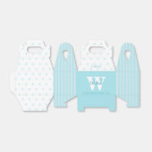Monogram Blue Polka Dots Stripes Gable Favor Box Bedankdoosjes (Uitgevouwen)