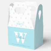 Monogram Blue Polka Dots Stripes Gable Favor Box Bedankdoosjes (Geopend)