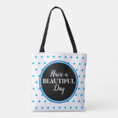Monogram Blue Polka Dots Tote Bag (Achterkant)