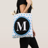 Monogram Blue Polka Dots Tote Bag (Dichtbij)