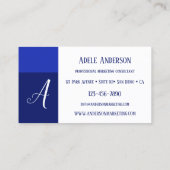 Monogram Blue PR Marketing Sjabloon Visitekaartje (Achterkant)