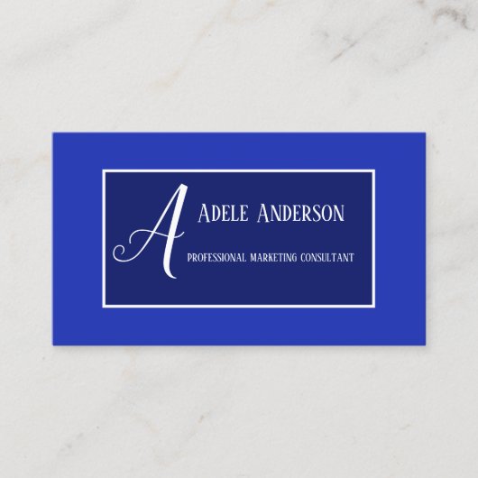 Monogram Blue PR Marketing Sjabloon Visitekaartje (Voorkant)