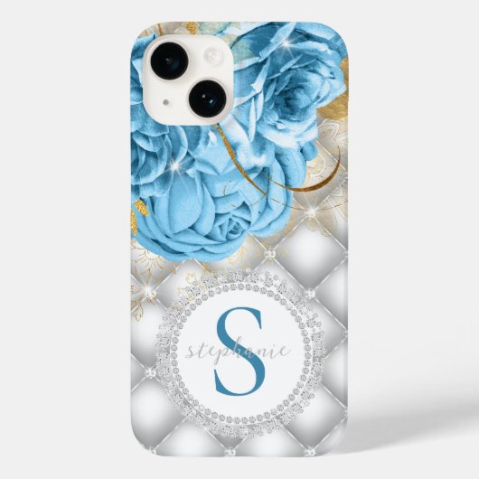 Monogram Blue Rozen Diamonds Case-Mate iPhone Case (Achterkant)