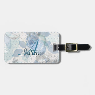 Monogram Blue Rozen grunge Bagagelabel