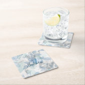 Monogram Blue Rozen luxe Kartonnen Onderzetters (Insitu)