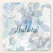 Monogram Blue Rozen luxe Kartonnen Onderzetters (Voorkant)