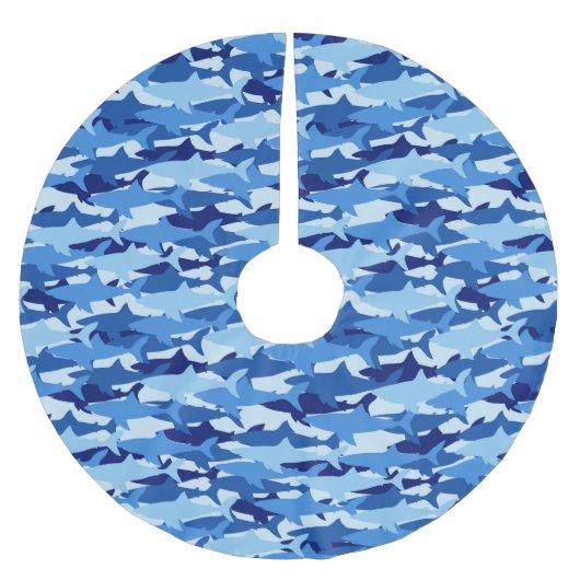 Monogram Blue Shark Pattern Kerstboom Rok (Voorkant)