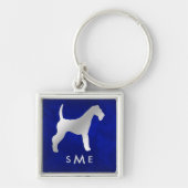 Monogram Blue Silver Airedale Terrier Sleutelhanger (Voorkant)