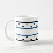 Monogram Blue Silver Black Polka Dots Tweekleurige Koffiemok (Links)