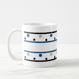 Monogram Blue Silver Black Polka Dots Tweekleurige Koffiemok