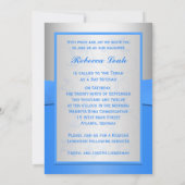 Monogram Blue Silver Floral Bat Mitzvah Uitnodigin Kaart (Achterkant)