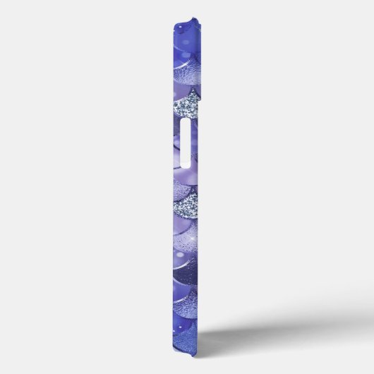 Monogram Blue Silver Glitter Mermaid Scales Case-Mate iPhone Case (Achterkant / Rechts)