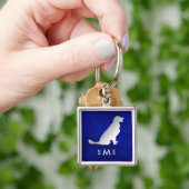 Monogram Blue Silver Golden Retriever Sleutelhanger (Hand)