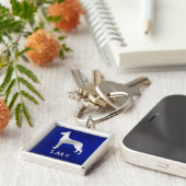 Monogram Blue Silver Great Dane Sleutelhanger (Zijkant)