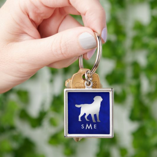 Monogram Blue Silver Labrador Retriever Sleutelhanger (Hand)