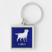 Monogram Blue Silver Labrador Retriever Sleutelhanger (Voorkant)
