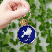 Monogram Blue Silver Poodle Sleutelhanger (Hand)