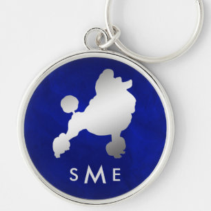 Monogram Blue Silver Poodle Sleutelhanger