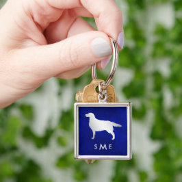 Monogram Blue Silver Setter Dog Sleutelhanger