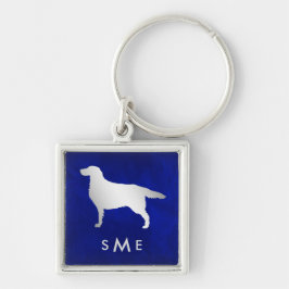 Monogram Blue Silver Setter Dog Sleutelhanger