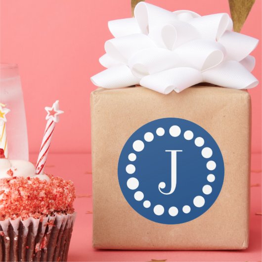 Monogram Blue Sjabloon Stickers (Feest)