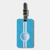 Monogram Blue Sparkles Gepersonaliseerd Bagagelabe Bagagelabel (Voorkant verticaal)