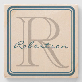 Monogram Blue Square Onderzetter