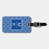 Monogram Blue Squares en Square Splitter Bagagelabel (Voorkant horizontaal)