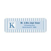 Monogram Blue Stripe-adreslabel Etiket (Voorkant)